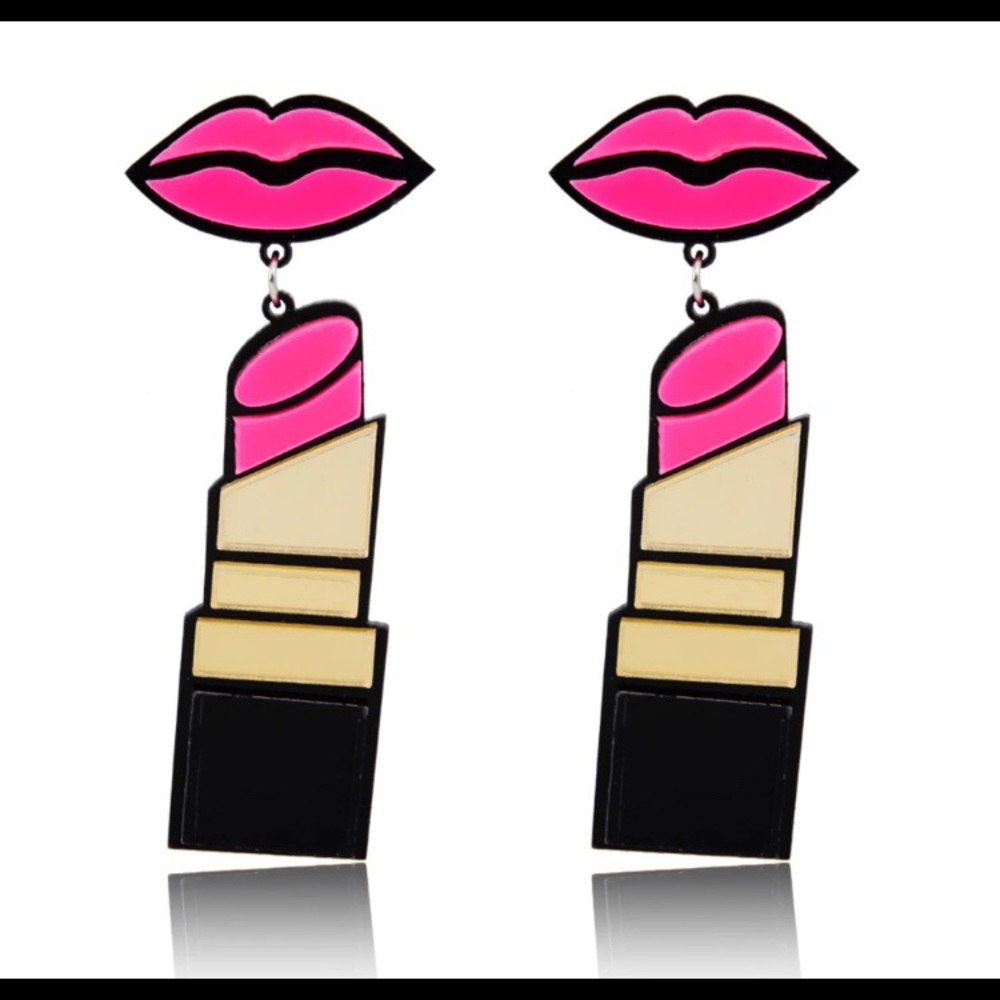 Lipstick Earrings Pink